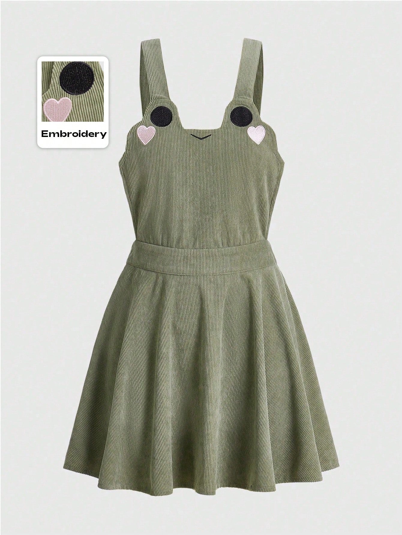 Add some fun to your wardrobe with our Kawaii Frog Embroidery Plus-Size Casual Suspender Dress! Featuring a playful frog embroidery, this dress is perfect for any casual occasion. With its comfortable fit and stylish suspender design, you'll be sure to make a fashion statement while staying comfortable. Hop to it and grab yours today!