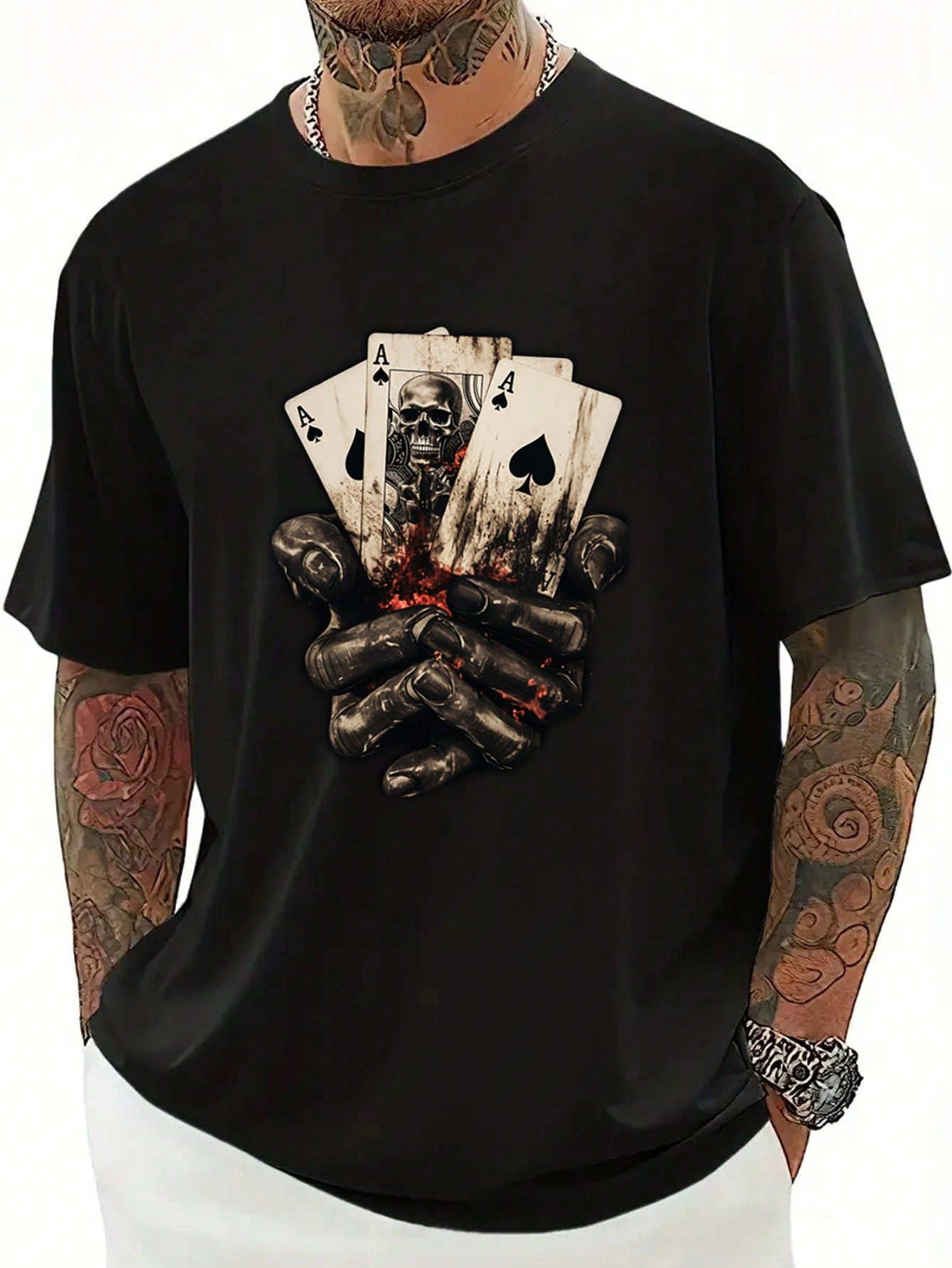 This King of Hearts Tee features a unique playing card print, making it a must-have for any card game enthusiast. Made for men, this t-shirt combines style and comfort for the ultimate gaming experience. Show off your love for the game with this one-of-a-kind tee.