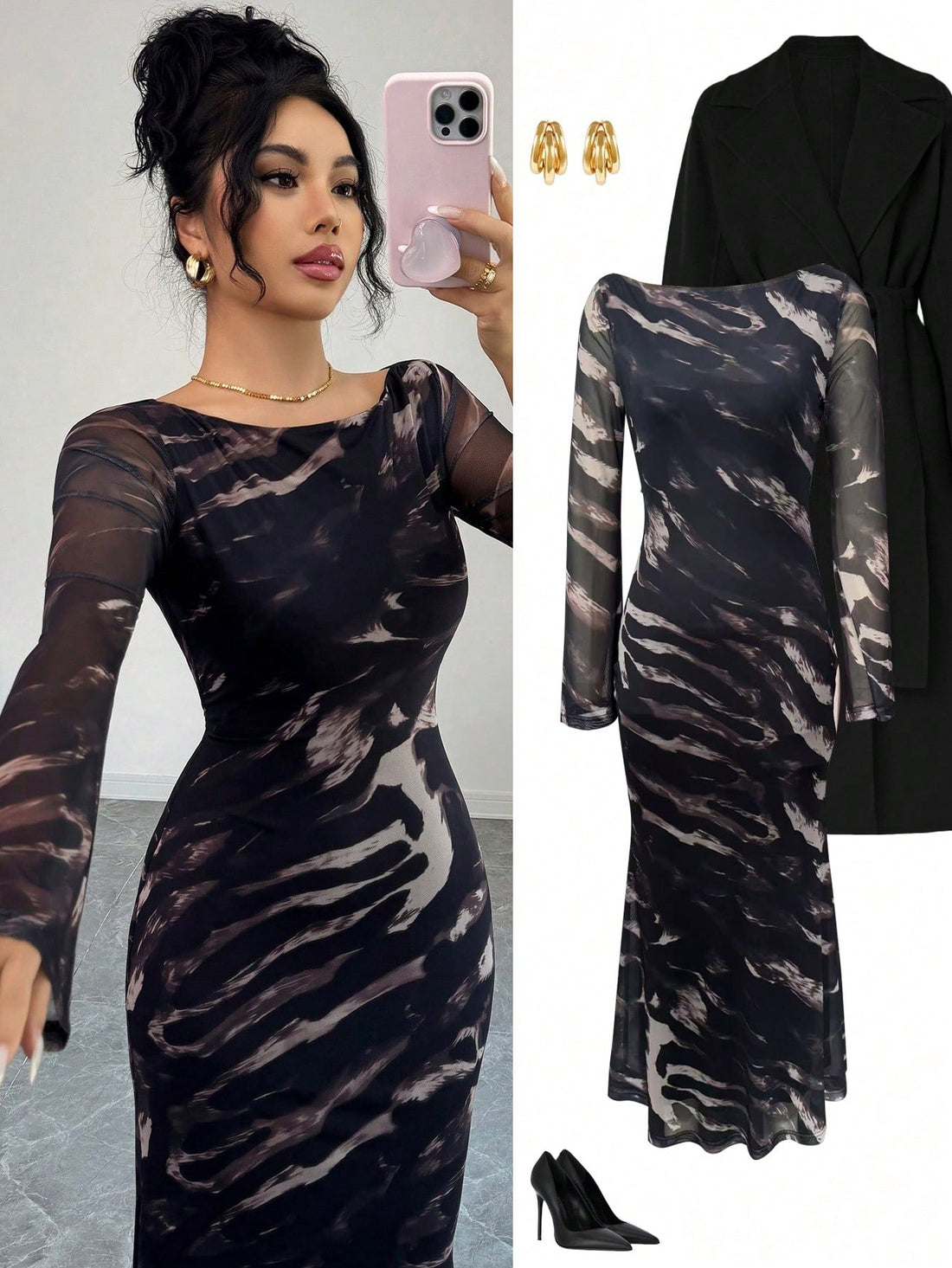 Unleash your wild side with this stunning leopard print mesh dress that's equal parts fierce and fabulous. The elegant boat neckline frames your shoulders beautifully, while the cinched waist creates a flattering silhouette that celebrates your curves. Crafted from breathable mesh fabric, it's the perfect piece for transitioning into autumn with undeniable style. Whether you're heading to a night out or turning heads at a special event, this dress delivers that coveted blend of sophistication and playful ed