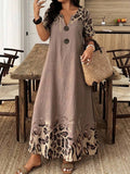 Shop a grey leopard print cutout V-neck dress for women. Perfect for summer vacations, beach getaways, brunch, dinners, and warm-weather outings.