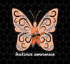 Leukimia Butterfly, Orange Ribbon, Leukemia Awareness, Png For Shirts, Png Sublimation