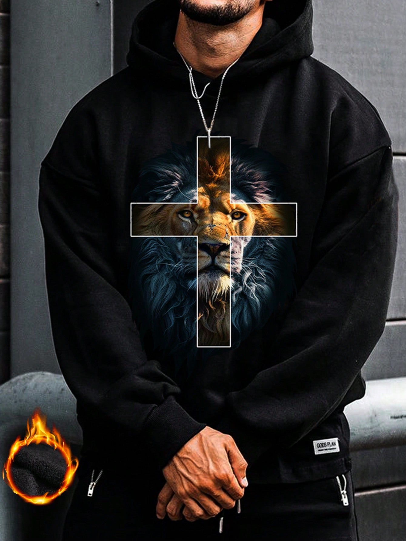 Stay warm in style with this Lion Print Hooded Men's Sweatshirt! Featuring a bold lion print design, this sweatshirt will keep you warm and fashionable. Made with high-quality materials, it's perfect for everyday wear. Upgrade your wardrobe with this must-have piece!