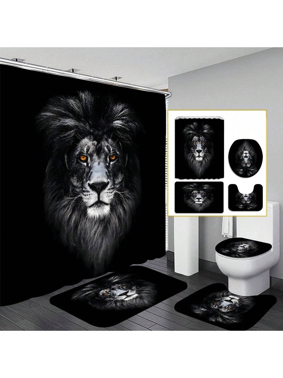 Bring a wild touch to your bathroom with this Lion Shower Curtain Set! Featuring a vibrant lion design, the waterproof curtain keeps your space dry while the anti-slip mats add safety and comfort. Complete with sturdy hooks, this set makes bath time fun and hassle-free. Perfect for adding a playful roar to your daily routine!