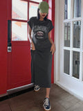 Get your casual chic on with this off-shoulder dress! Featuring long sleeves and a trendy letter print, this t-shirt dress is perfect for any occasion. Show off your shoulders and your sense of style with this unique and playful piece. (Dressy enough for a night out, comfy enough for a day in—what more could you want?!)