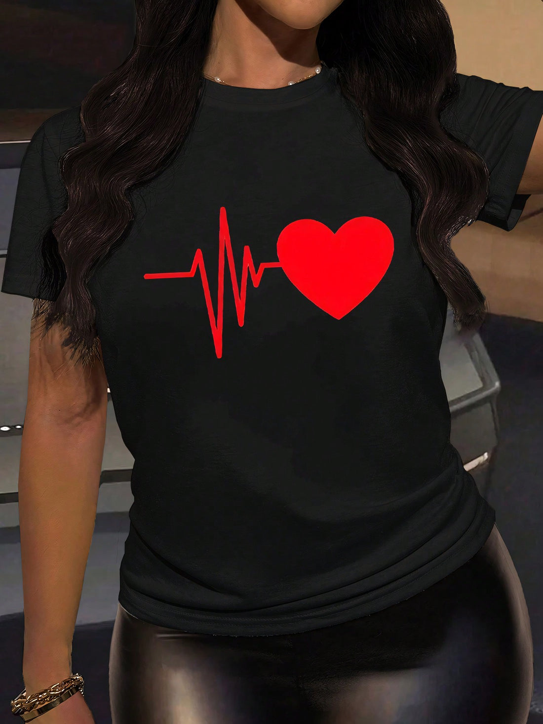 Spread the love with our Love Beats t-shirt! Featuring a fitted design and a unique heart ECG print, this t-shirt is perfect for Valentine's Day or any day you want to show your love. Wear it on its own or layer with your favorite outfits for a touch of fun and quirkiness.