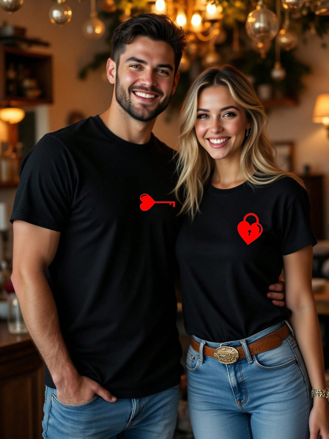 Unlock your love with these matching couple's t-shirts! Featuring heart and key designs, these shirts will show off your special connection. Made for men, these t-shirts are perfect for any fun and playful couple. No need to take yourselves too seriously when you can show off your love with a twist!