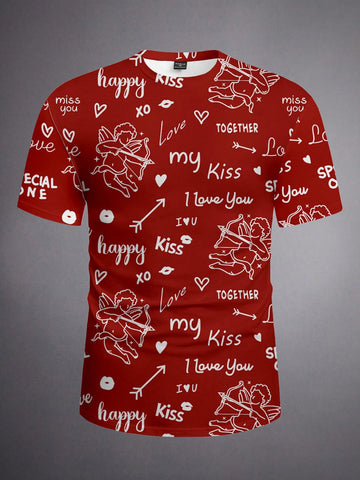 Spread some love with our Love in the Air t-shirt! Featuring a playful red angel heart print, this casual tee is perfect for the romantic, quirky man. Show off your personality and sense of humor with our unique t-shirt.