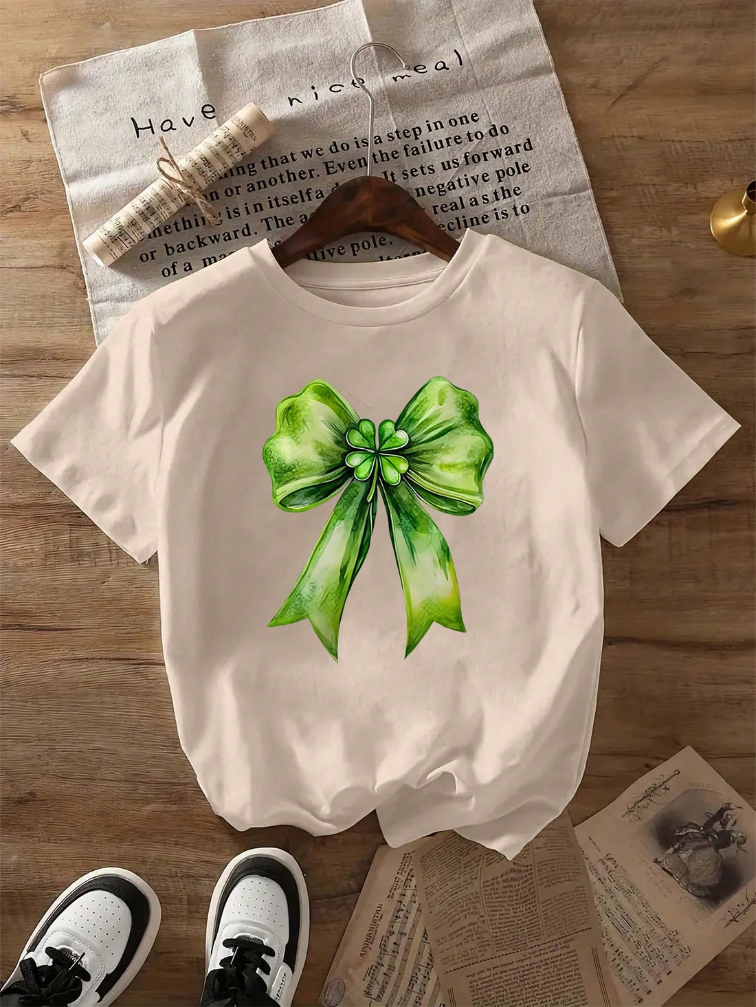 Get ready to celebrate St. Patrick's Day in style with our Luck of the Irish T-Shirt! Featuring a trendy green bow design, this shirt is perfect for spreading holiday cheer. Don't leave your luck to chance, grab this shirt now! (You'll be the talk of the pub!)