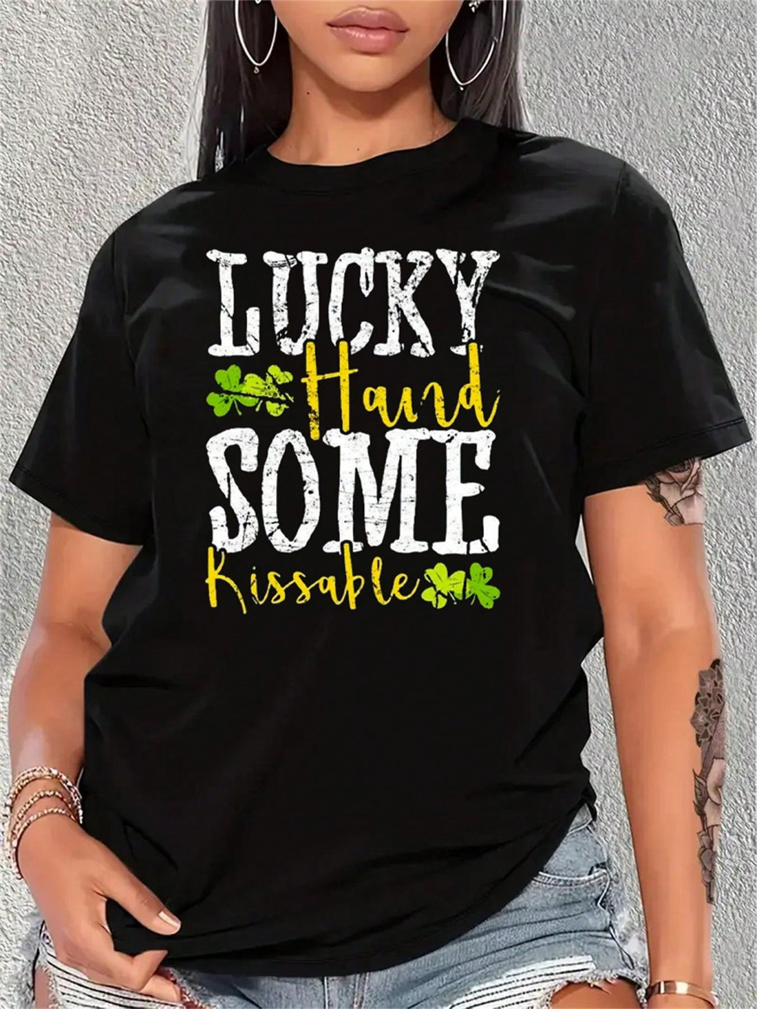 Luck will be on your side with our Lucky Charm Crew Neck T-Shirt for Women's St Patrick's Day Celebration! This shirt will bring a playful touch to your St. Patrick's Day outfit, ensuring you'll be the luckiest lass at the party. Get ready to shamrock and roll!