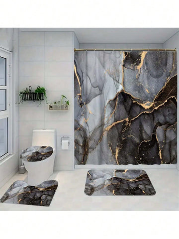 Transform your bathroom into a glamorous retreat with our Ink Style Black & Gold Marble Decor Set! This playful yet luxurious collection adds a splash of drama and a dash of opulence to your summer home makeover. The striking marble pattern swirls with inky blacks and shimmering golds, creating a statement that says "Yes, I do have fabulous taste!" Perfect for those who aren't afraid to mix a little fun with their fancy.