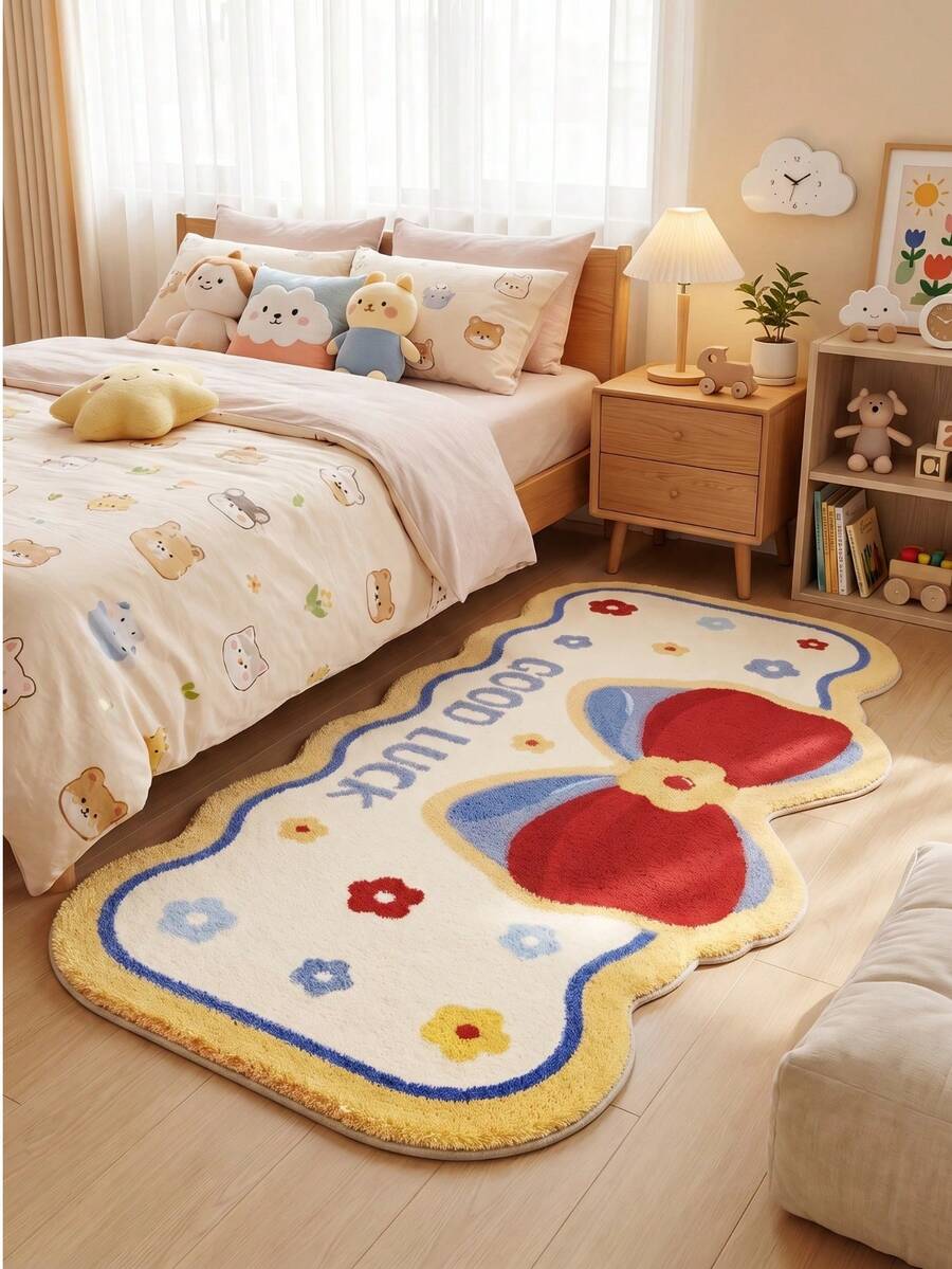 Elevate your home with this luxurious ivory white asymmetrical carpet, featuring an elegant bowknot accent that adds sophistication to any room. Crafted from 100% soft acrylic, this versatile piece combines comfort with style, perfect for living rooms, bedrooms, dining areas, and more. The absorbent acrylic material makes it ideal for high-traffic spaces and easy to maintain—simply machine wash for effortless care. Its contemporary asymmetrical design and refined bowknot detail bring a fresh