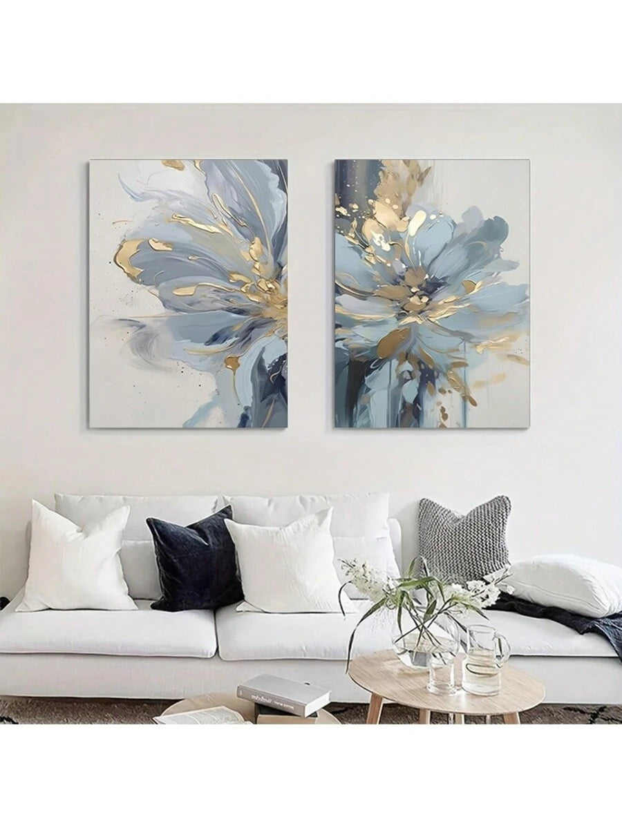 Add a splash of elegance and whimsy to your space with this Luxury Light Blue and Gold Abstract Flower Canvas. Its modern design brightens living rooms, bedrooms, or studies with a playful twist of color and shine. Perfect as a birthday or graduation gift, this art piece brings joy and style wherever it hangs.