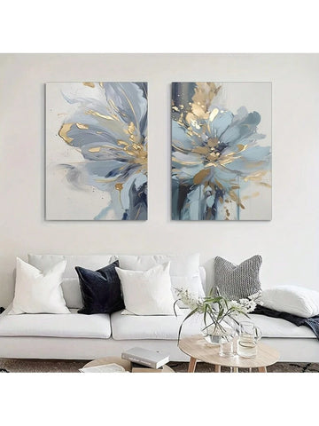 Add a splash of elegance and whimsy to your space with this Luxury Light Blue and Gold Abstract Flower Canvas. Its modern design brightens living rooms, bedrooms, or studies with a playful twist of color and shine. Perfect as a birthday or graduation gift, this art piece brings joy and style wherever it hangs.