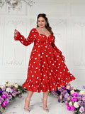 Celebrate love with our Lyrianda Heart Graphic Long Sleeve Dress. This elegant fit & flare dress features a romantic heart graphic and long sleeves, perfect for any Valentine's Day outing. Wear it with confidence and show off your love for fashion and your special someone.