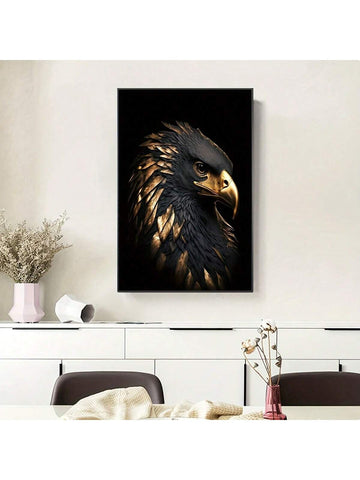 Majestic Eagles Canvas Art: Stunning Black and Golden Eagle Wall Decor for Modern Spaces