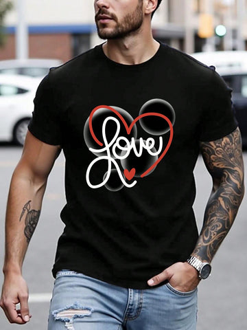 This quirky, fitted short sleeve tee features a playful bubble love design on a soft round neck shirt. Perfect for Valentine's Day, it'll make a bold statement with a touch of humor. Show off your fun side with Manfinity Dauomo's Fitted Bubble Love shirt.