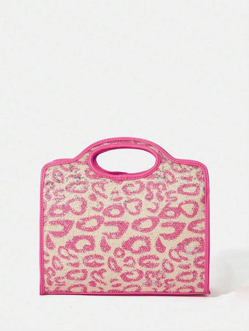 Front view of medium satchel bag with graphic contrast binding - chic and stylish accessory for every occasion with graphic contrast binding, contrast binding for daily use