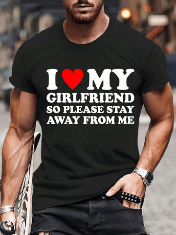 Express your love with this quirky and fun Men's Tee featuring the statement "I Love My Girlfriend" printed on a soft and comfortable short sleeve shirt. Perfect for showing off your love in a playful and humorous way. Available now!