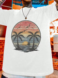 Escape to paradise with our Beach Scenery Print T-Shirt! This laid-back round neck top brings vacation vibes to your everyday wardrobe. Perfect for sunny days, beach trips, or just pretending you're somewhere tropical when you're stuck in meetings. Soft fabric and eye-catching prints make this the tee that'll have everyone asking, 
