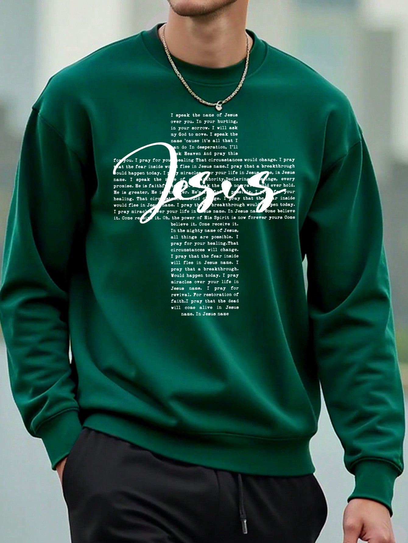 Get cozy and inspired with our Men's Casual Fleece Crew Neck Sweatshirt featuring an uplifting Jesus slogan. Made with soft fleece for a comfortable fit, this sweatshirt is perfect for everyday wear. Spread positivity and warmth with this unique sweatshirt!