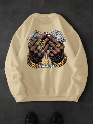 Get ready for a playful look with our Men's Casual Handprint Sweatshirt. With a unique handprint design and a comfortable round neck, this autumn top will keep you stylish and cozy all season long!