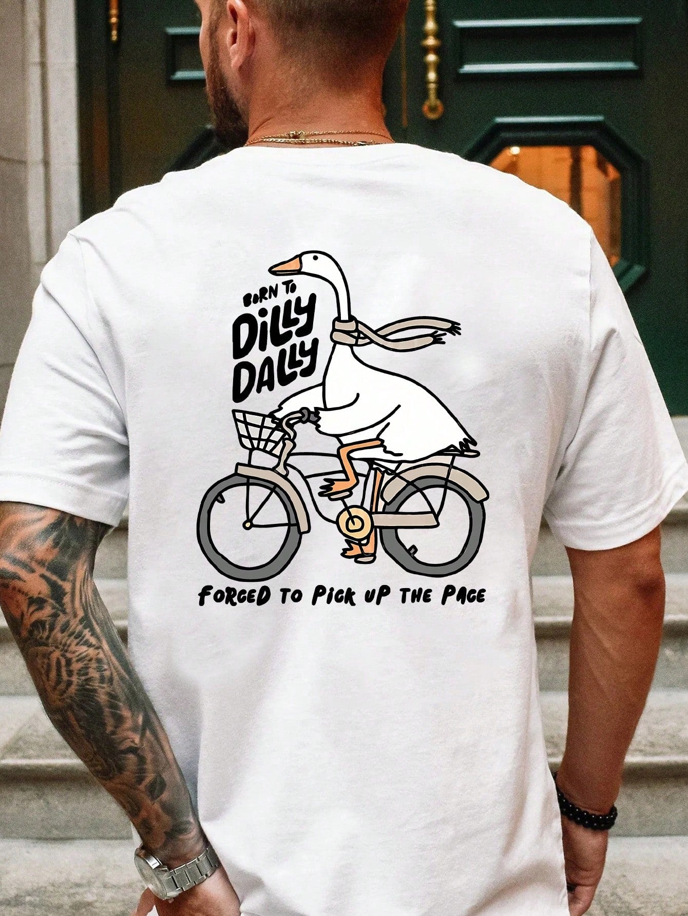 Make a statement with our "The Goose Is Forced to Speed Up" graphic tee! This playful short-sleeve t-shirt combines comfort and quirky humor for your spring and summer wardrobe. Soft fabric keeps you cool while the eye-catching design turns heads. Perfect for casual outings, beach days, or simply embracing your fun side when temperatures rise.