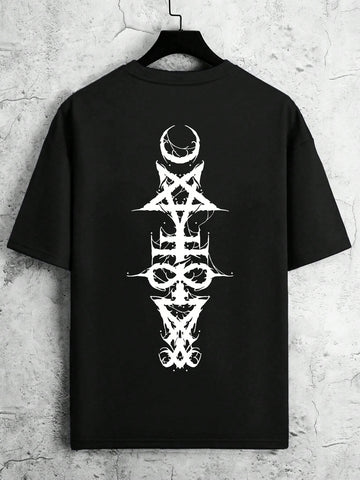 Stay cool and celestial in this playful men's summer tee featuring a whimsical moon and star print. The classic round neck and short sleeves make it perfect for stargazing adventures or simply adding some cosmic charm to your casual wardrobe. Out-of-this-world comfort meets down-to-earth style!