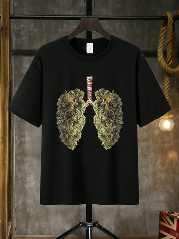 Make a bold statement with this Men's Casual T-Shirt featuring a fun lungs leaf print. Perfect for those who love quirky fashion and fresh vibes, this comfy tee adds a playful twist to your everyday look. Breathable and stylish, it’s your go-to for casual days and laid-back adventures. Show off your unique style while staying effortlessly cool!