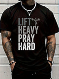 Bring faith and strength together with this Men's Cotton 'Pray Hard' Graphic Tee. Designed for gym warriors who lift heavy both in weights and spirit, this shirt blends soft cotton comfort with a bold message. Perfect for staying motivated during tough workouts or casual days, it reminds you to pray hard and push harder. Wear your faith proudly while chasing your fitness goals.