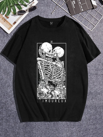 Elevate your style with our Men's Cotton Skeleton Graphic tshirt. The unique skeleton graphic adds a fashion-forward touch to your wardrobe, while the soft cotton fabric ensures comfort. Stand out from the crowd and make a bold statement with this fearlessly unique tshirt.