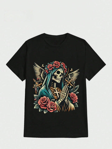 Celebrate life with this heavyweight cotton Day of the Dead themed t-shirt for men. Perfect for sports and leisure activities, this unique tee will make you stand out from the crowd. Embrace your playful side with this quirky and fun t-shirt.