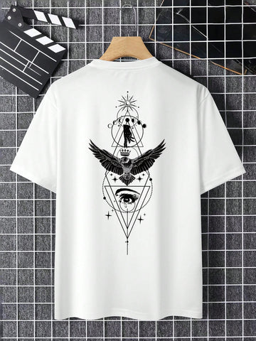 Unleash your wild side with the Men's Eagle Print Round Neck T-Shirt! This bold t-shirt combines style with comfort for the ultimate look. Show off your inner eagle and stand out from the crowd (and stay comfy while doing it)!