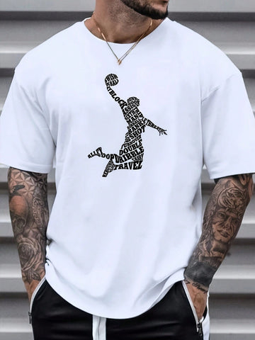 Get ready to shoot some hoops in style with our Men's Fashionable Basketball Letter Print T-Shirt! Designed with comfort and fashion in mind, this shirt features a bold letter print that pays homage to the iconic sport. Whether you're on or off the court, make a statement with this trendy tee.