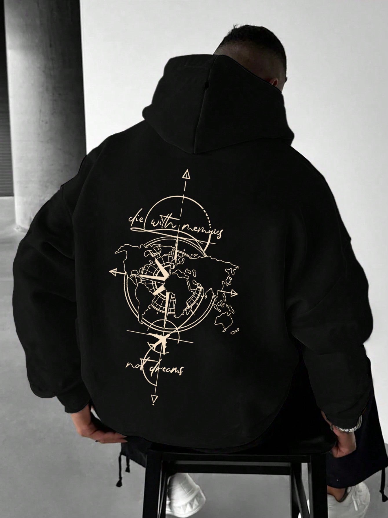 Wrap yourself in wanderlust with our Travel Globe & Compass Print Hoodie! This cozy fleece sweatshirt isn't just warm—it's your invitation to adventure, even on lazy Sundays. Perfect for globe-trotters, daydreamers, and anyone who gets excited when someone mentions "road trip." Warning: May cause spontaneous travel planning and envious glances from less stylishly adventurous friends.