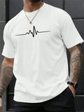 Add a playful pulse to your wardrobe with our Men's Heartbeat Line T-Shirt. The round neck and short sleeve design provide comfort, while the unique print adds a touch of quirkiness to your look. Perfect for casual wear, this shirt will make your heart skip a beat!