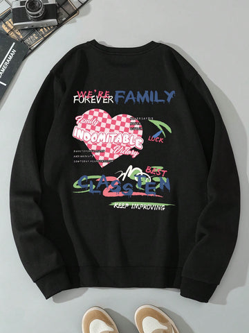 Keep your heart warm with this stylish fleece sweatshirt! The heartfelt letter print adds a touch of playful charm, making it perfect for any casual occasion. Get ready to cozy up in comfort and style (without taking yourself too seriously)!