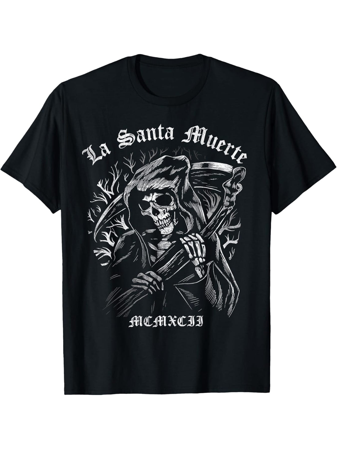 Experience the dark beauty of La Santa Muerte with our Men's T-Shirt! Made from soft cotton, this casual tee is perfect for all seasons. Stand out with its unique design and embrace your edgy side. Don't wait, grab yours now and add a touch of quirkiness to your wardrobe!