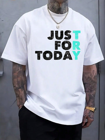 Stay cool and confident in this Men's Lightweight Summer Graphic Tee. Featuring a playful "Just Try Today" message, this casual crew neck shirt is perfect for sunny days and laid-back vibes. Its breathable fabric keeps you comfortable while inspiring you to take on the day with a smile.