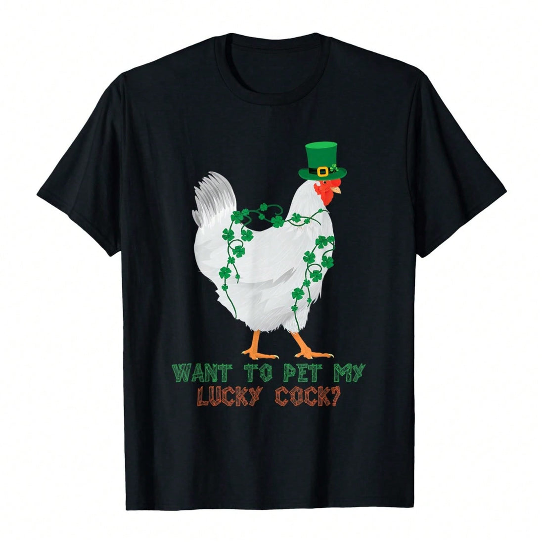 Celebrate St. Patrick's Day with this quirky and playful Men's Lucky Chicken Pun T-Shirt! The perfect addition to your festive wardrobe, this shirt is sure to bring luck and laughter with its humorous design. Show off your fun and unique style with this must-have St. Patrick's Day tee!