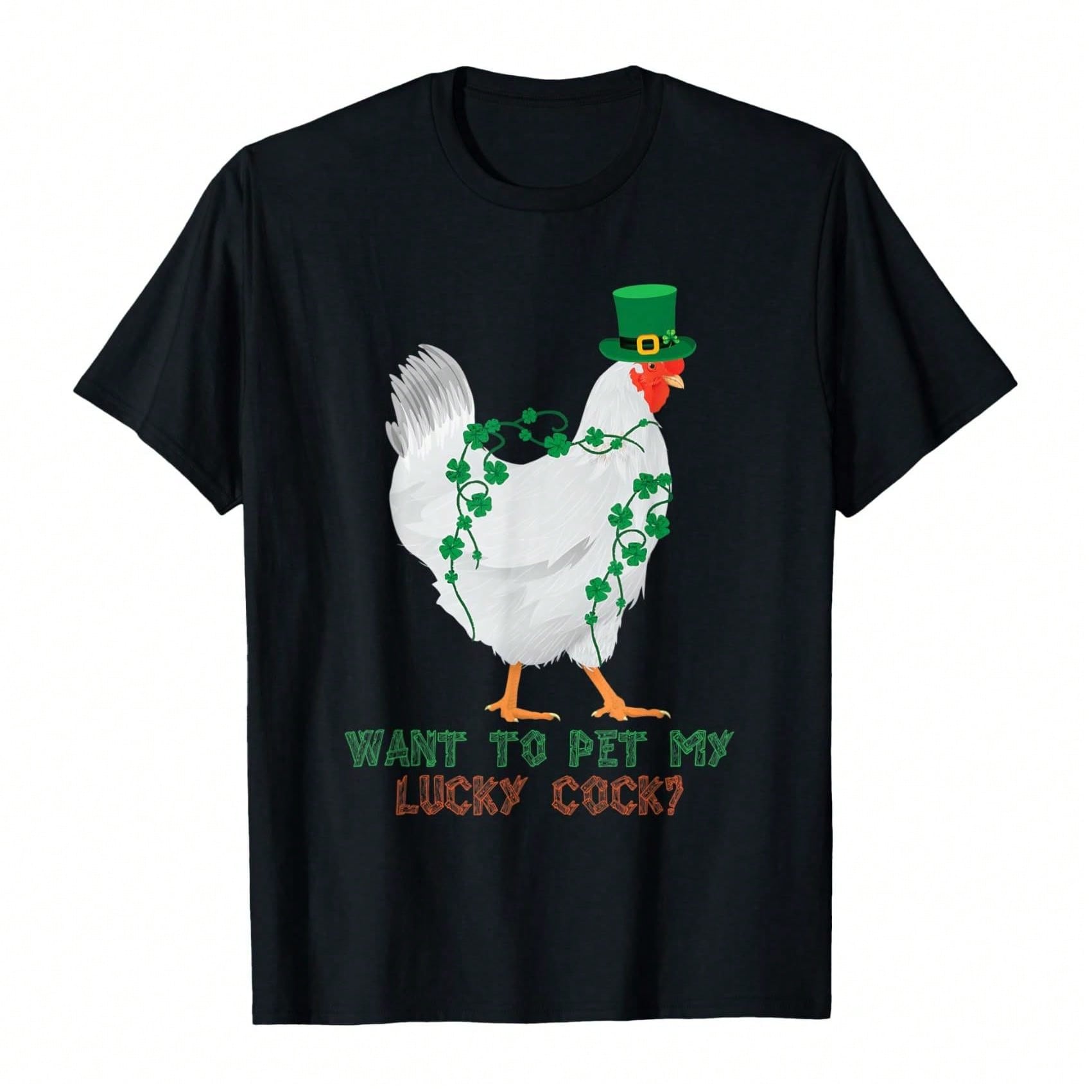 Celebrate St. Patrick's Day with this quirky and playful Men's Lucky Chicken Pun T-Shirt! The perfect addition to your festive wardrobe, this shirt is sure to bring luck and laughter with its humorous design. Show off your fun and unique style with this must-have St. Patrick's Day tee!
