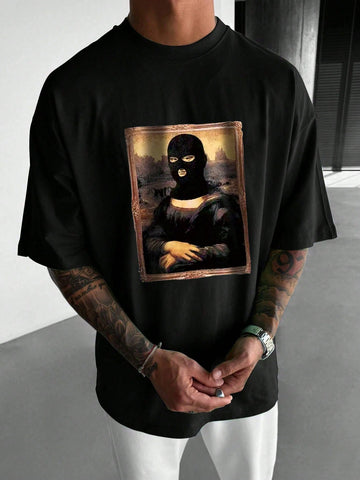 This men's t-shirt features a modern twist on the classic masterpiece, the Mona Lisa. With a unique print, this shirt adds an artistic flair to any outfit. Made with high-quality materials for lasting comfort. Elevate your style with this one-of-a-kind t-shirt.
