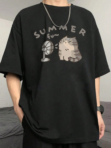 Elevate your casual style with our Men's Oversized Letter Print T-Shirt! Featuring a dropped shoulder design and round neck, this shirt is both comfortable and stylish. The oversized letter print adds a playful touch to your look. Perfect for those who like to have fun with fashion! So snag one (or two) before they're gone!