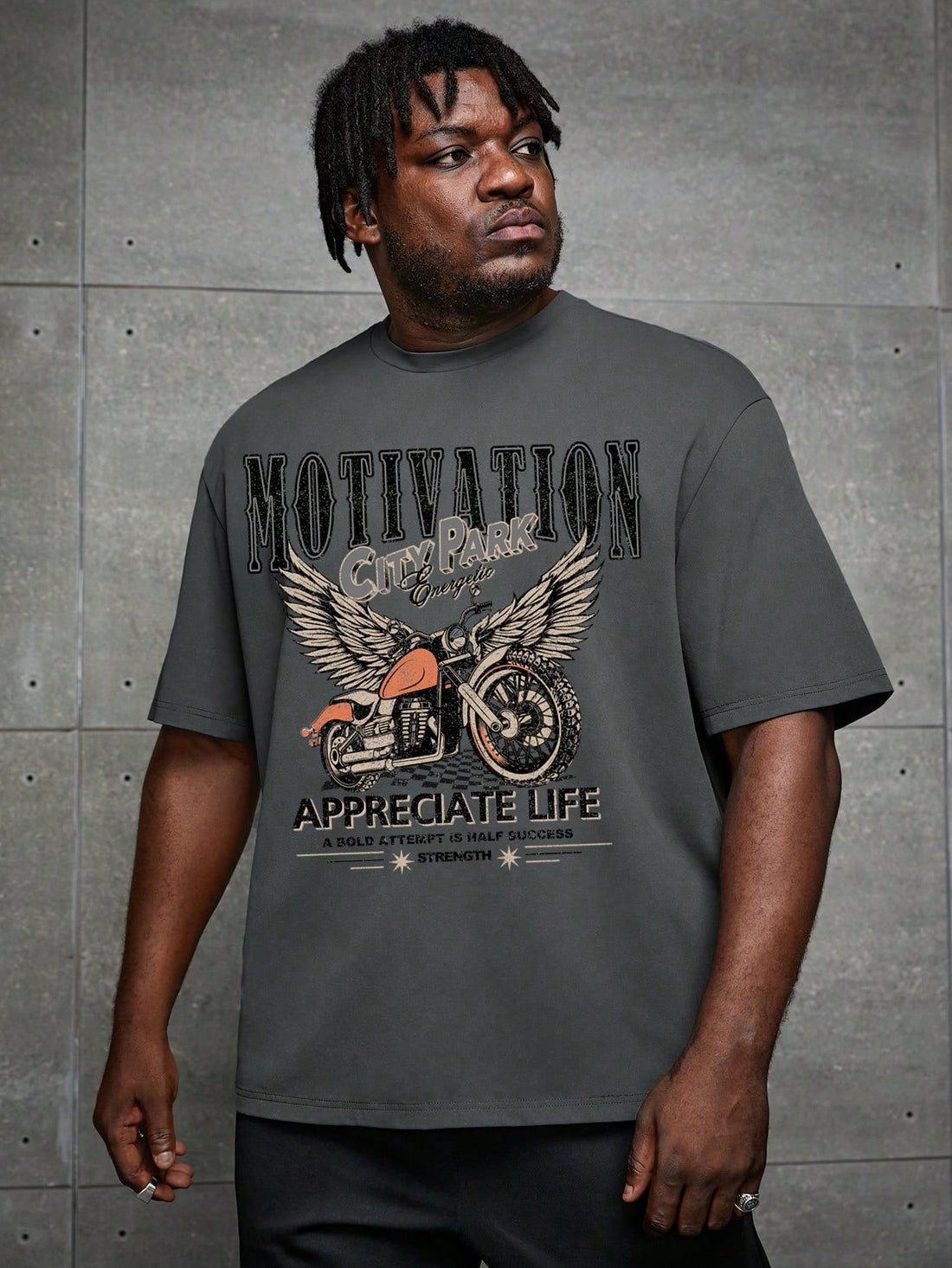This deep grey tee isn't just for motorcycle enthusiasts—it's for anyone who wants to make a statement! Featuring a bold moto print and eye-catching slogan, this plus-size short sleeve t-shirt combines attitude with comfort. Perfect for casual outings or when you're feeling a bit rebellious. Vroom vroom into your wardrobe!