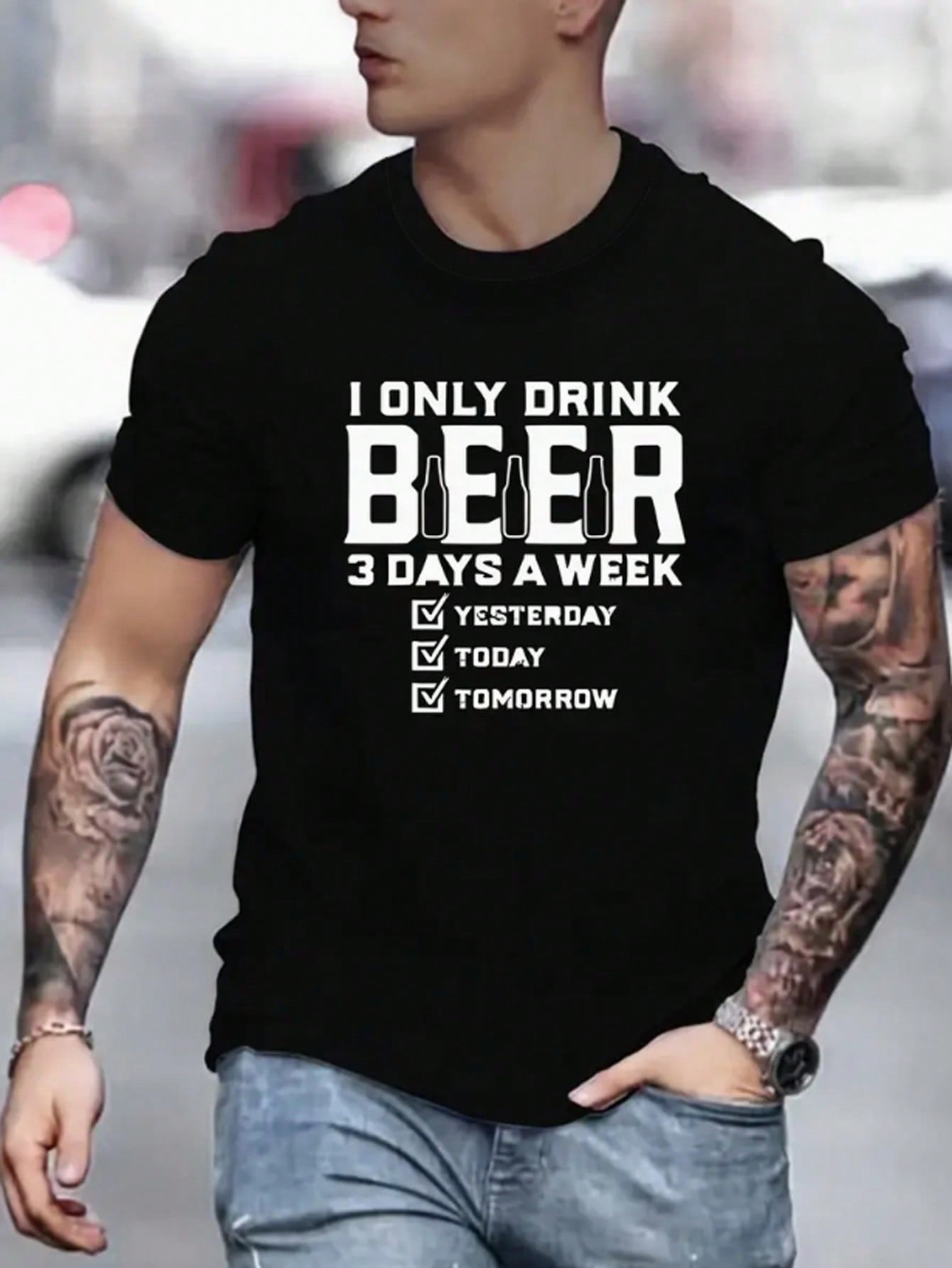 Stay stylish with our Men's Short Sleeve T-Shirt. Embrace your unique fashion sense with our eye-catching slogan print. Made with high-quality materials, our t-shirt offers both comfort and style. Perfect for any occasion, this t-shirt will elevate your look while making a statement.