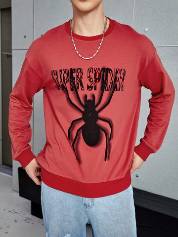 Stay stylish and comfortable with our Men's Spider Print Drop Shoulder Pullover. Featuring a unique spider print and a slogan design, this pullover is perfect for adding a touch of personality to your wardrobe. The drop shoulder design also offers a relaxed and comfortable fit. Elevate your style while staying cozy.