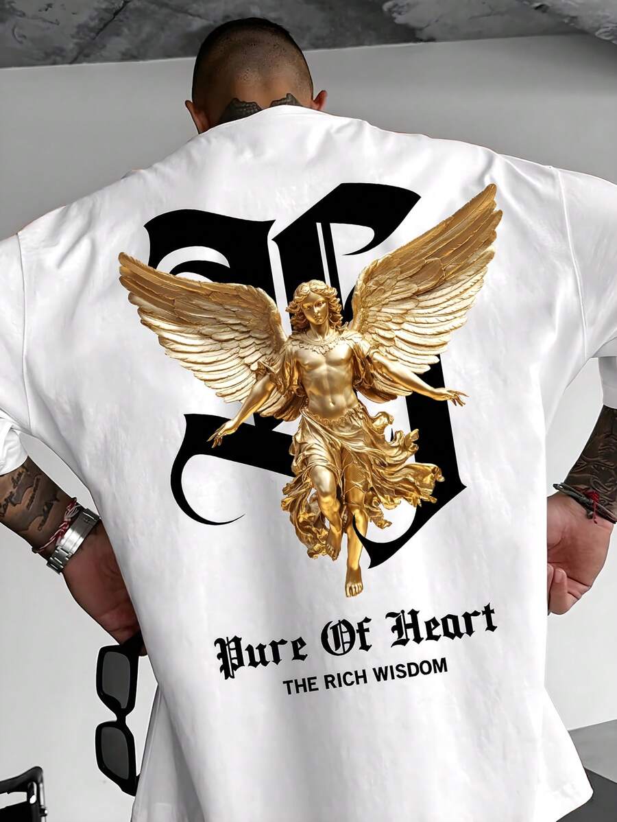 Step into summer with this playful Men's Angel Print Loose Casual T-Shirt. Featuring a stylish round neck and short sleeves, it offers a relaxed fit perfect for sunny days and laid-back vibes. The eye-catching angel print adds a fun, unique touch to your casual wardrobe, making it easy to stand out while staying comfortable all day long.