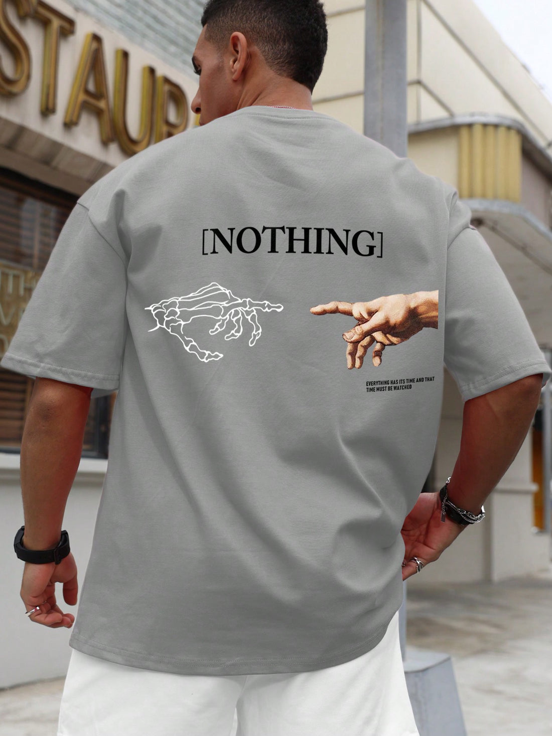 This men's summer casual t-shirt features a unique letter and gesture print, adding a touch of personality to your wardrobe. Made from high-quality materials, this t-shirt is lightweight and perfect for hot summer days. Show off your personal style with this trendy and comfortable t-shirt.