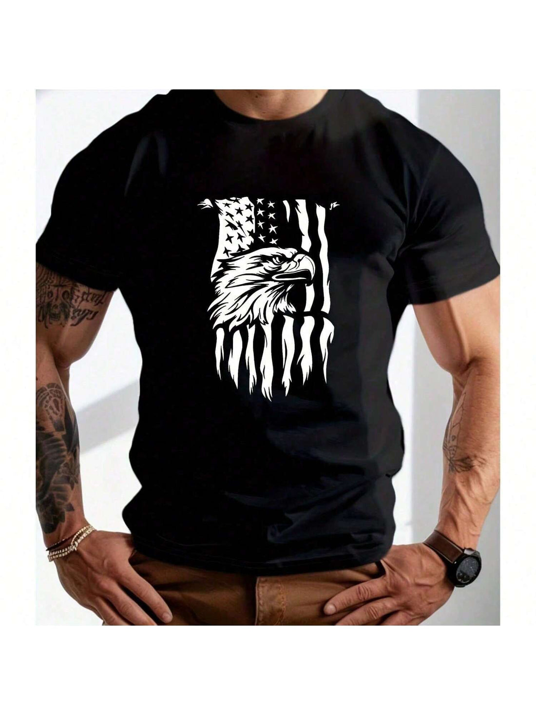 Celebrate summer in style with this Men's Summer Eagle Graphic T-Shirt! Featuring a bold eagle design, it’s the perfect pick for Independence Day barbecues or casual Father’s Day hangouts. Lightweight and comfy, this tee keeps you cool while showing off your patriotic spirit with a fun, laid-back vibe.