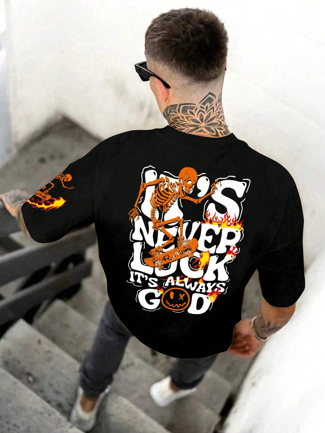 Stay cool and stylish this summer with our Men's Summer Skull Print Crew Neck T-Shirt. Perfect for embracing the Halloween vibe, this t-shirt features a unique skull print design. With a comfortable crew neck and breathable fabric, you'll be sure to turn heads while keeping cool. Add a touch of edge to your wardrobe with this statement piece.