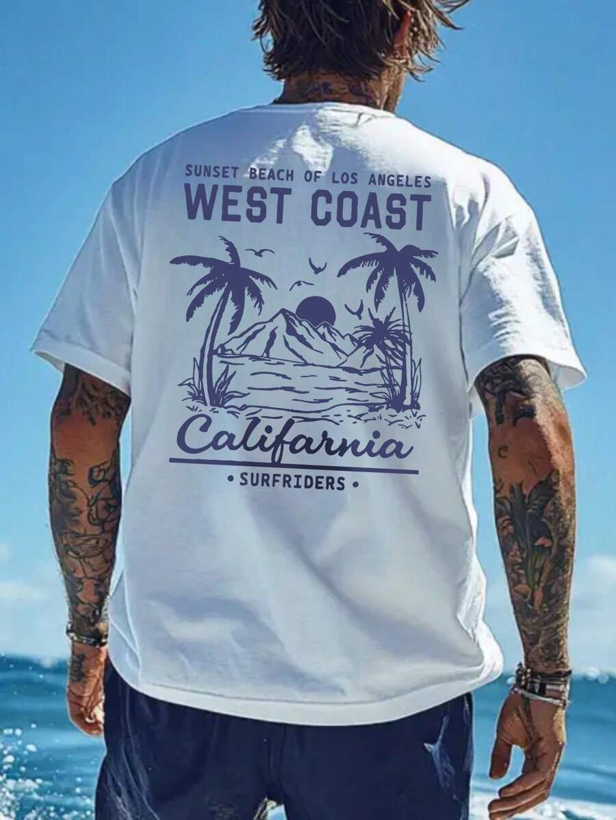 Capture the carefree vibe of summer with this Men's Sunset Beach Print Short Sleeve T-Shirt. Crafted for comfort and breathability, it’s perfect for sunny days and beach adventures. The vibrant sunset design adds a splash of fun to your casual wardrobe, making every day feel like a vacation.
